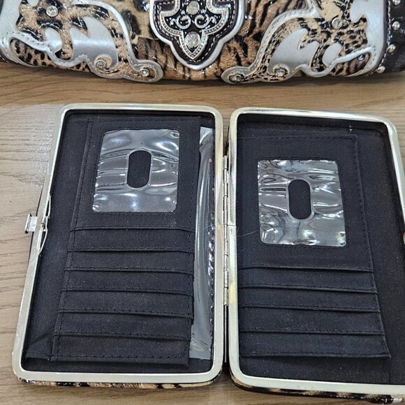 NWOT Western Cowgirl Bling Purse & Wallet Leopard Print Rhinestone Faux Leather - Picture 13 of 16
